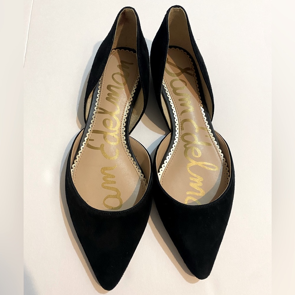 Sam Edelman Black Suede Flats Sandals Dressy Pointed Toe
